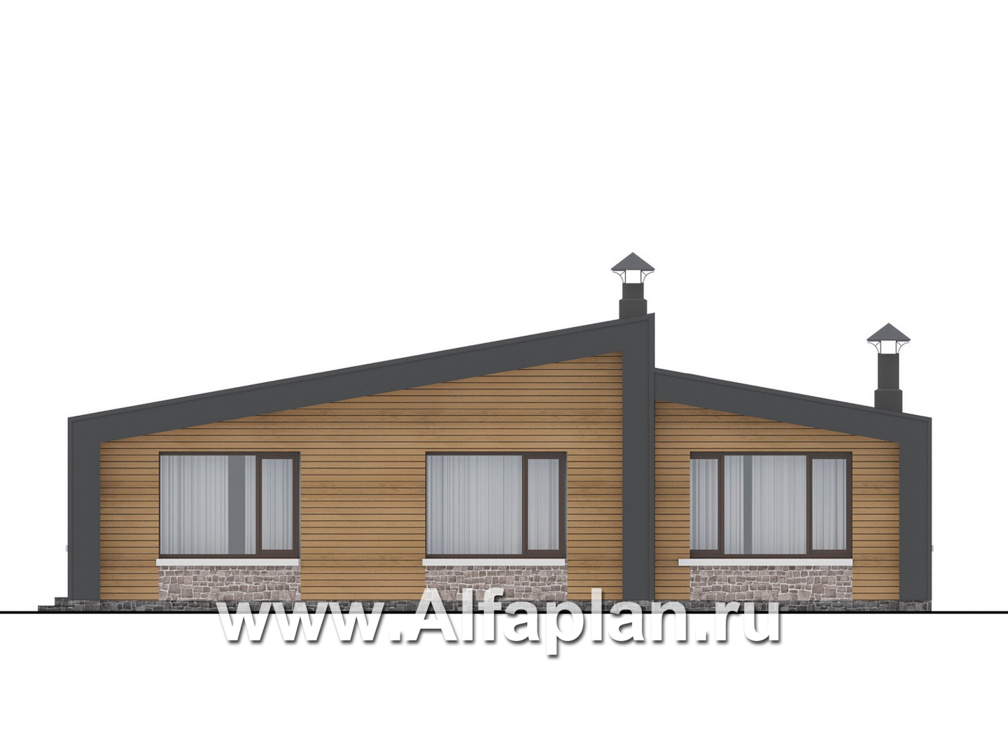 Проекты домов Альфаплан - "Аметист" - экономичный одноэтажный дом в стиле барнхаус - изображение фасада №4