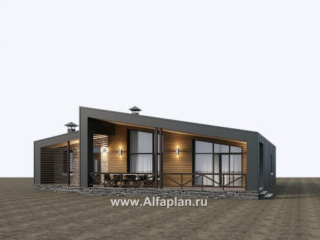 Проекты домов Альфаплан - "Аметист" - экономичный одноэтажный дом в стиле барнхаус - превью дополнительного изображения №2