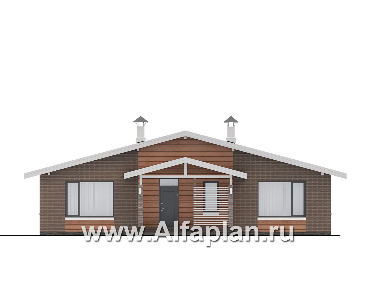 Проекты домов Альфаплан - "Симплекс" - простой в строительстве одноэтажный дом - изображение фасада №1