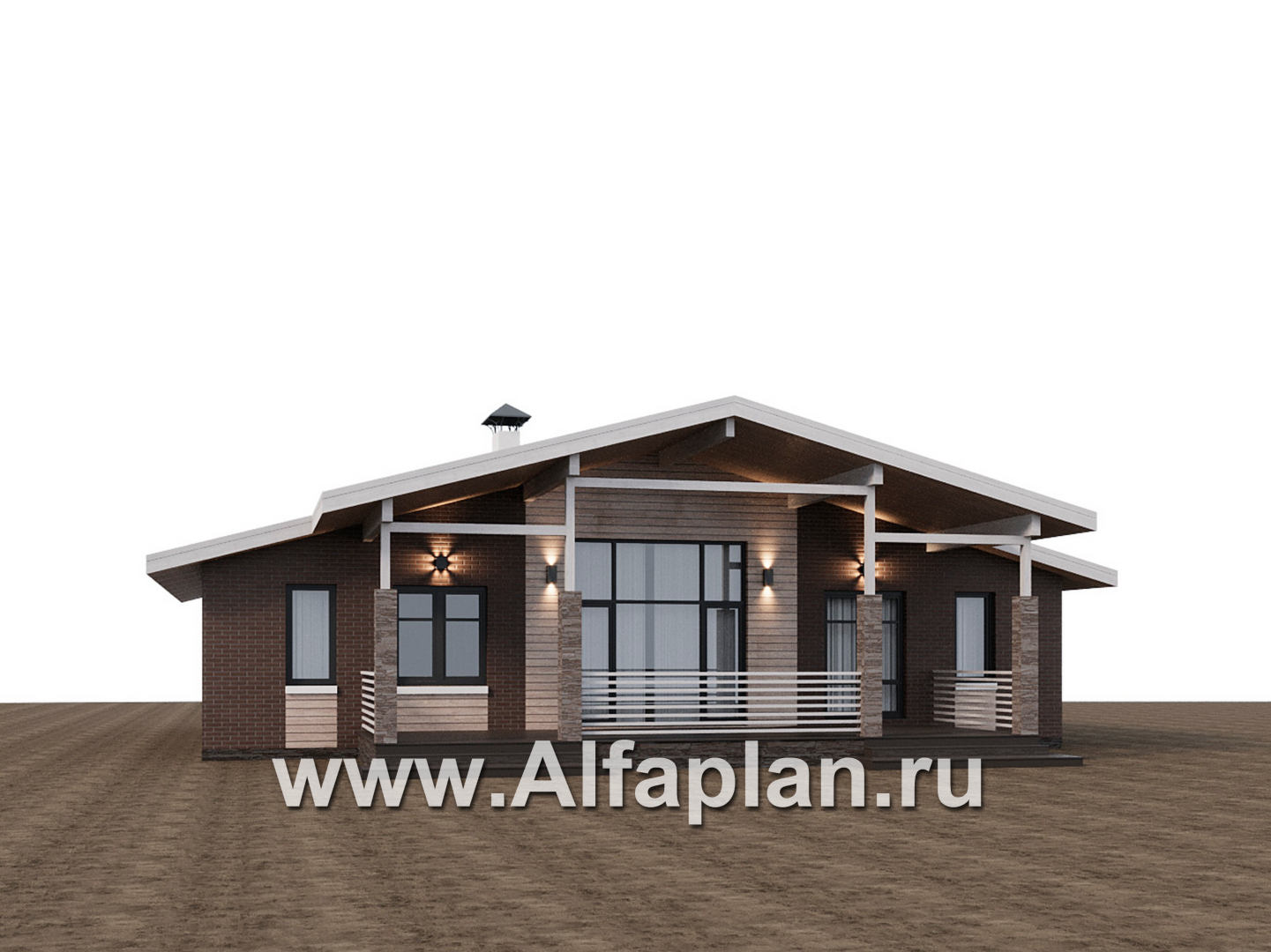 Проекты домов Альфаплан - "Симплекс" - простой в строительстве одноэтажный дом - дополнительное изображение №1