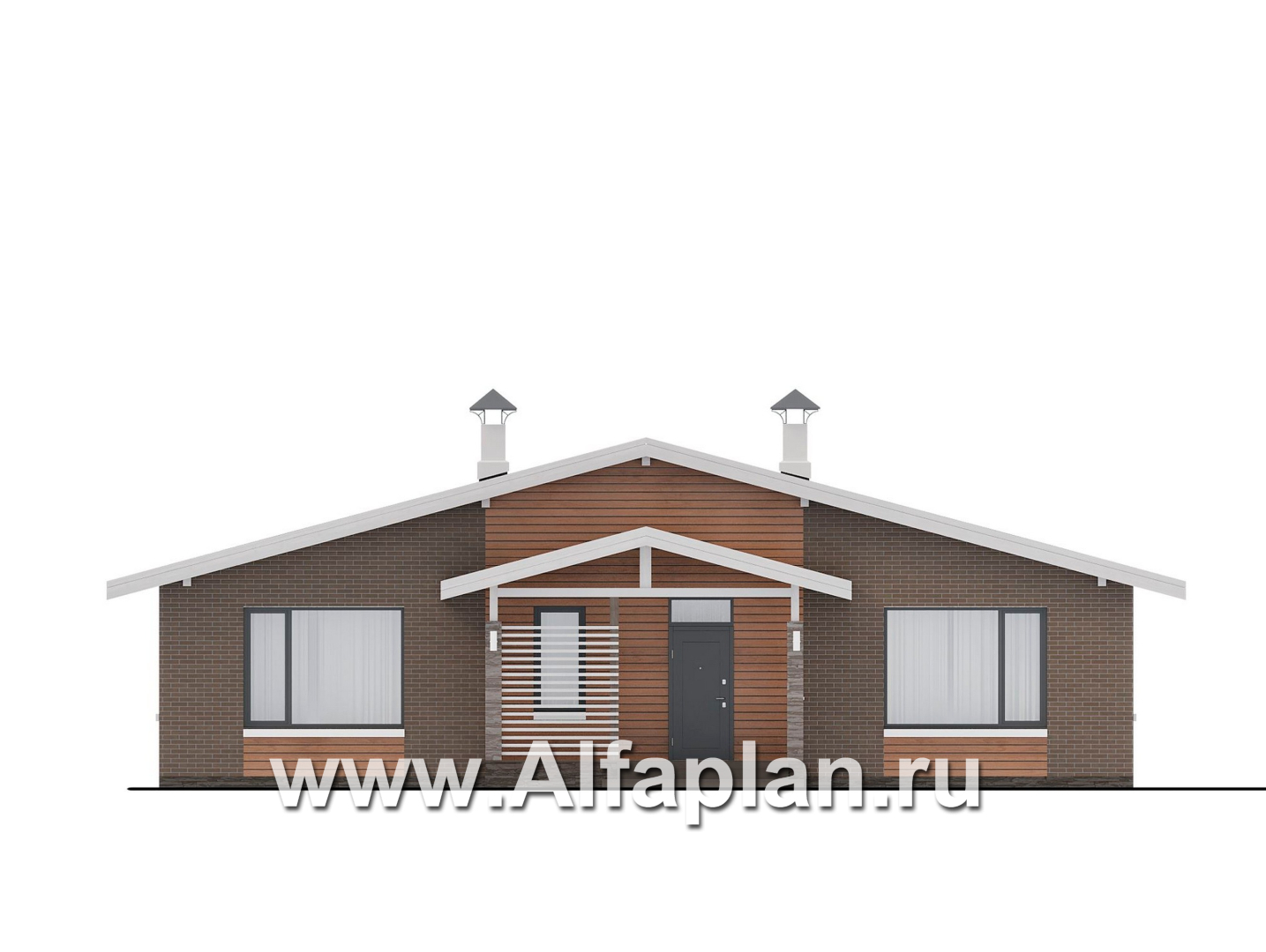 Проекты домов Альфаплан - "Симплекс" - простой в строительстве одноэтажный дом - изображение фасада №1