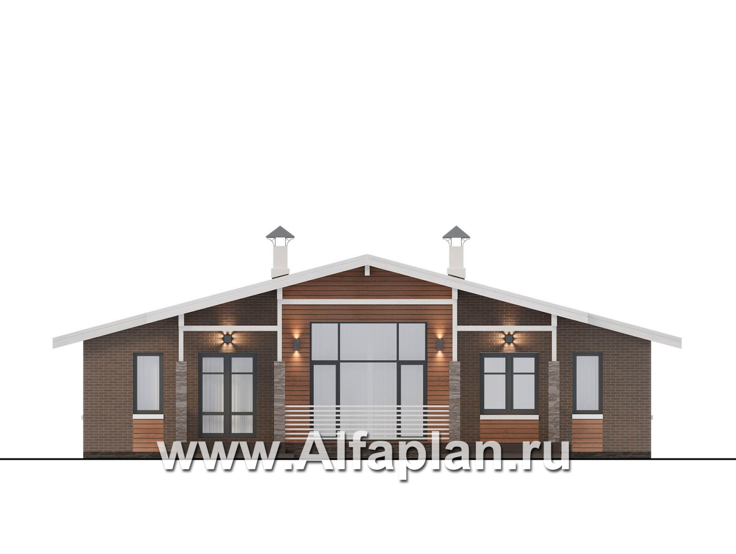 Проекты домов Альфаплан - "Симплекс" - простой в строительстве одноэтажный дом - изображение фасада №4