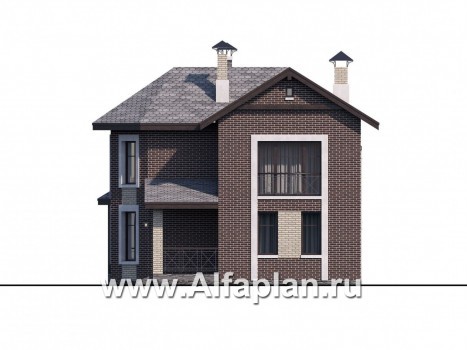 Проекты домов Альфаплан - «Притяжение» - красивый коттедж с эркером и террасой-беседкой - превью фасада №2
