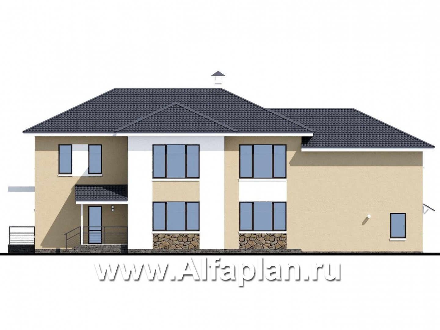 Проекты домов Альфаплан - «Семь звезд» — современный особняк с большим гаражом и биллиардной - изображение фасада №4