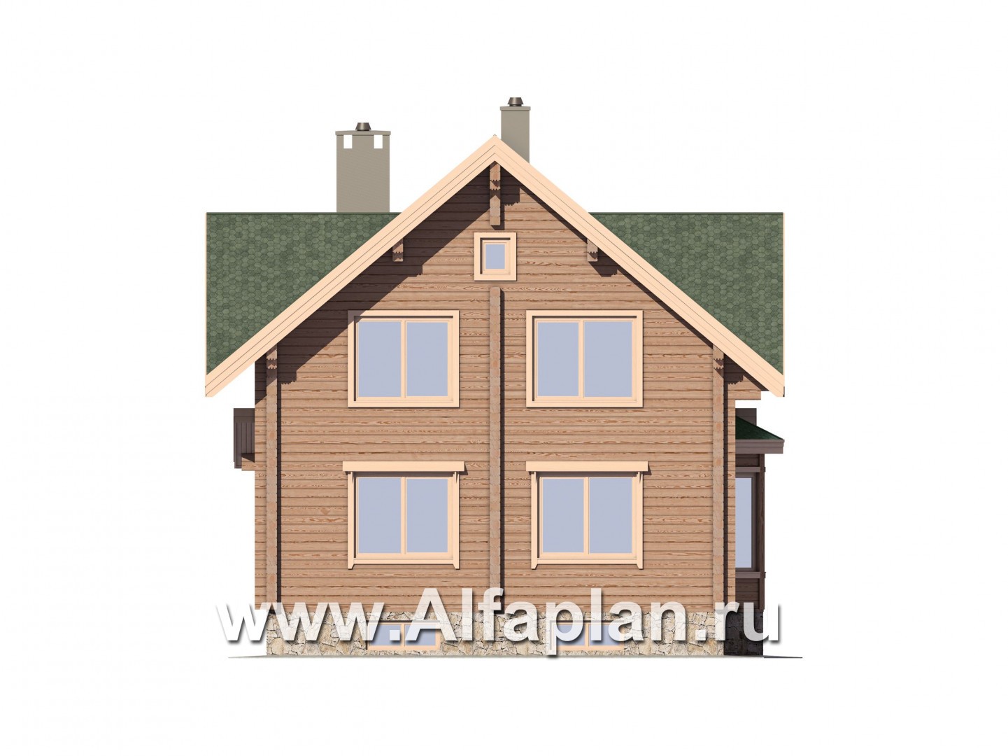 Проекты домов Альфаплан - Дом из бруса для загородного отдыха - изображение фасада №3