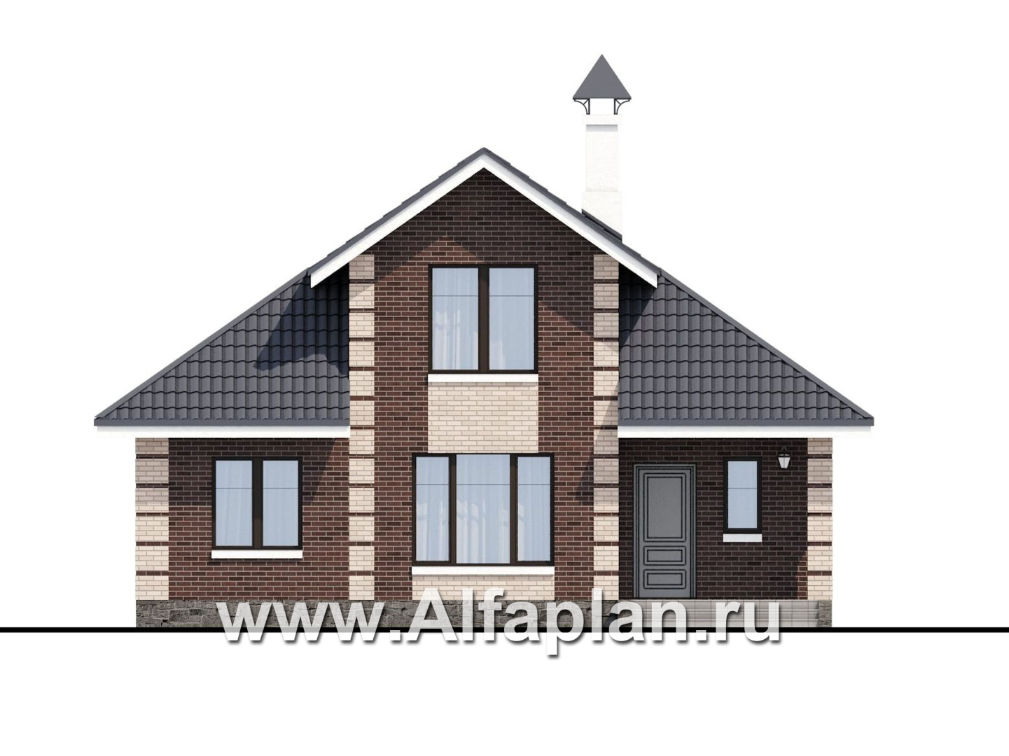 Проекты домов Альфаплан - «Замечательный сосед» - небольшой мансардный дом - изображение фасада №1