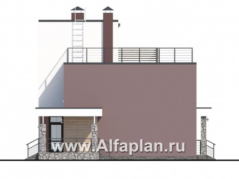 Проекты домов Альфаплан - «Динамика» - компактный дом с эксплуатируемой кровлей - превью фасада №2