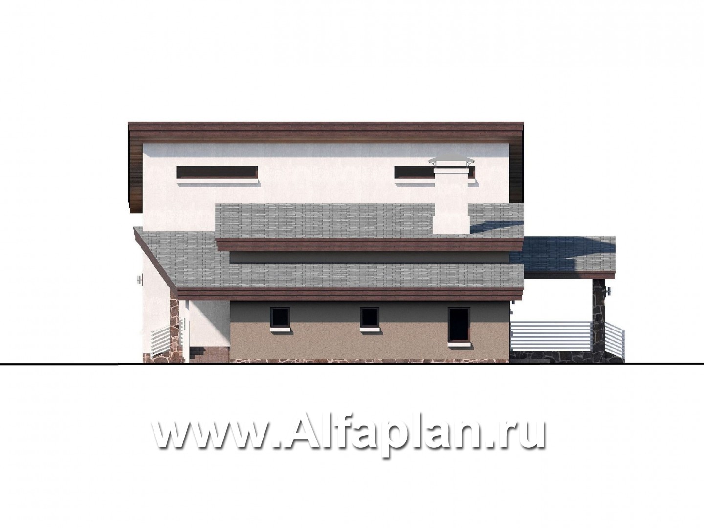 Проекты домов Альфаплан - «Каприкорн» - комфортабельный коттедж с мансардой и гаражом - изображение фасада №2