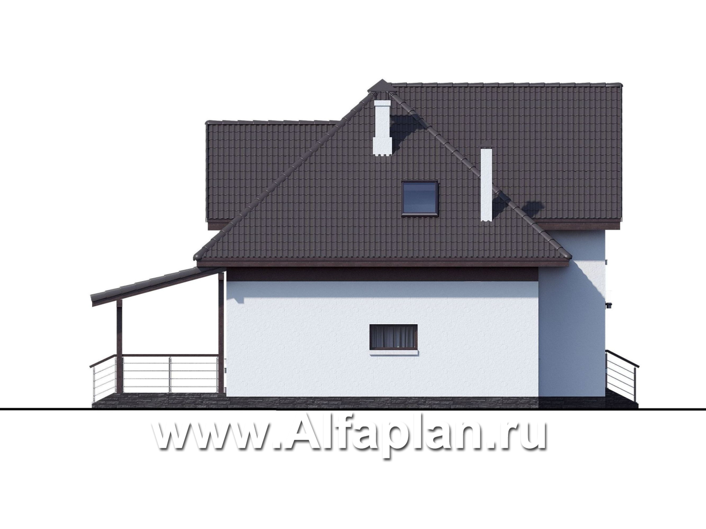 Проекты домов Альфаплан - «Кассиопея» - комфортабельный мансардный дом с рациональной планировкой - изображение фасада №3