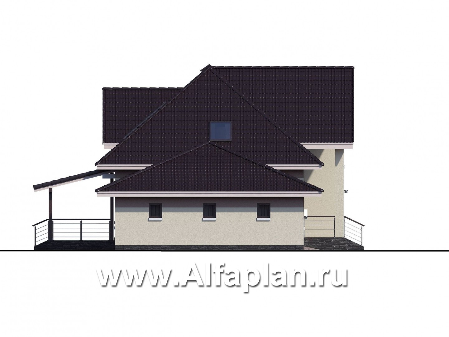 Проекты домов Альфаплан - «Кассиопея» - комфортабельный мансардный дом с большим гаражом - изображение фасада №3