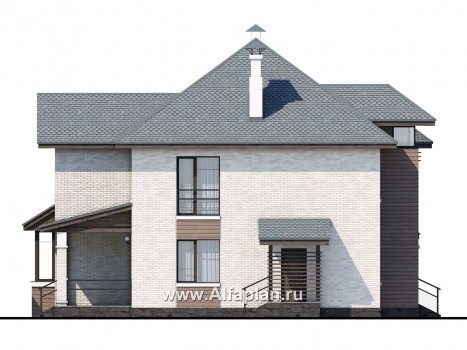 Проекты домов Альфаплан - «Гольфстрим» - современный двухэтажный компактный коттедж - превью фасада №3