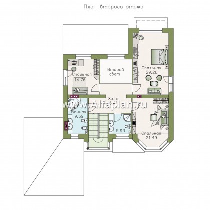 Проекты домов Альфаплан - «Гольфстрим» - современный коттедж с гаражом - превью плана проекта №2