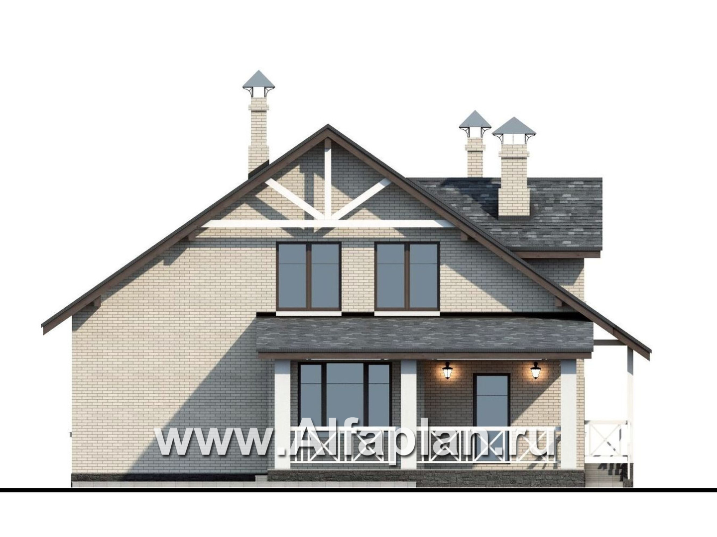 Проекты домов Альфаплан - «Грюневальд»-  рациональный план дома, двускатная крыша - изображение фасада №4