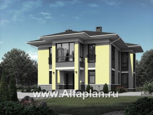 Проекты домов Альфаплан - Двухэтажный кирпичный дом(пять спален) - превью основного изображения