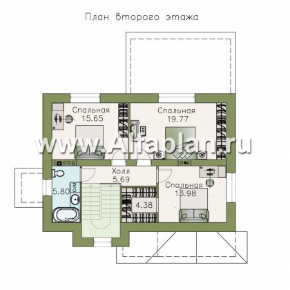 Проекты домов Альфаплан - «Лас Флорес» - романтический коттедж с оптимальной площадью - превью плана проекта №2