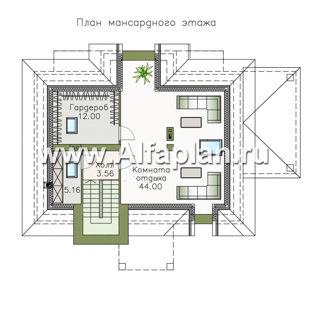 Проекты домов Альфаплан - «Разумовский» - элегантный загородный коттедж с террасой - план проекта №3