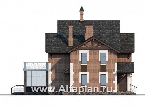 Проекты домов Альфаплан - «Плоды успеха» - комфортабельный коттедж с террасой-солярием - превью фасада №3