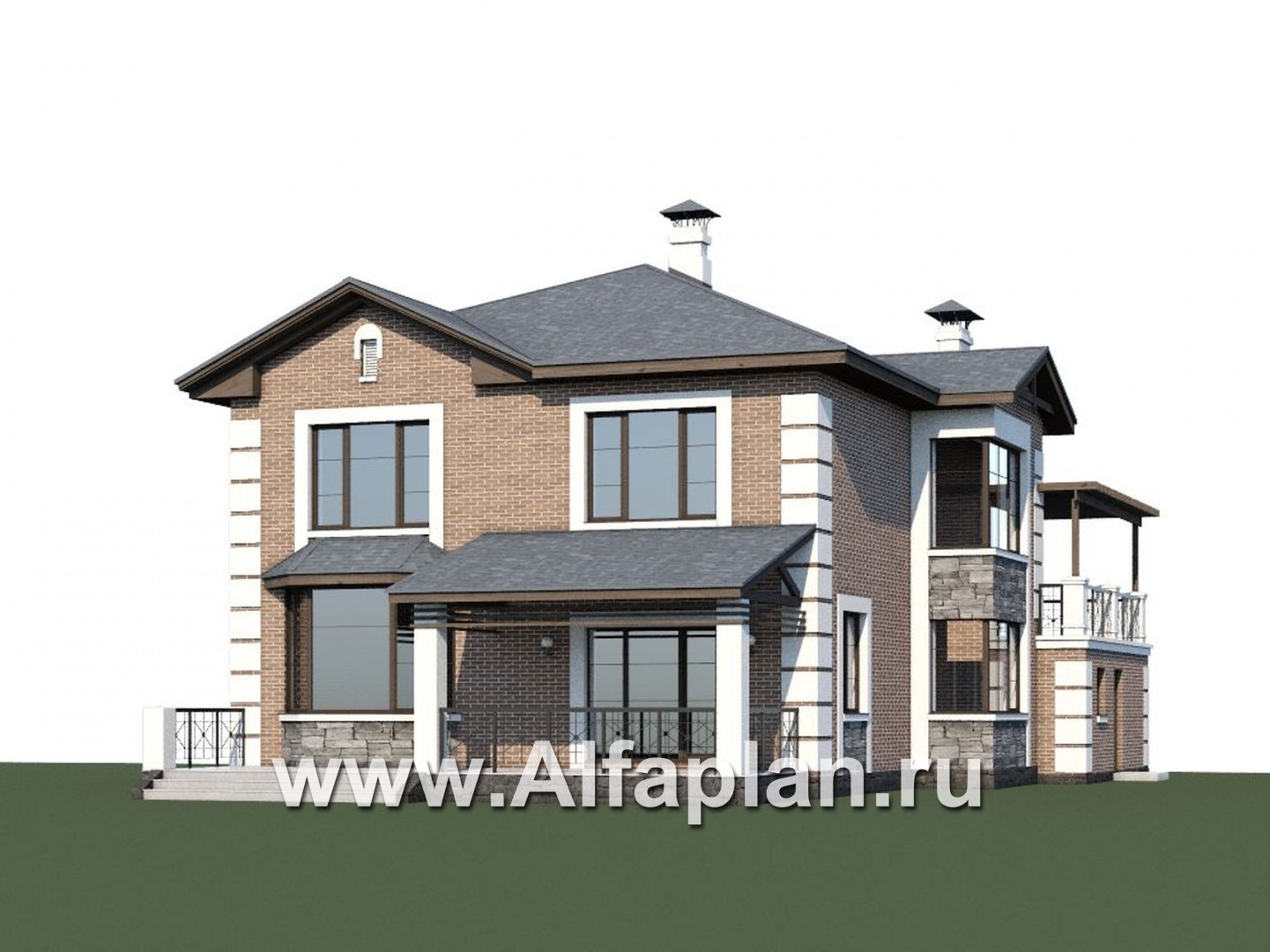 Проекты домов Альфаплан - «Вяземский» - комфортабельный коттедж с террасами для отдыха - дополнительное изображение №1