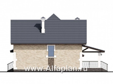 Проекты домов Альфаплан - «Причал» - романтический коттедж из кирпичей с  удобным планом - превью фасада №2
