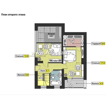 Проекты домов Альфаплан - Кирпичный дом эконом-класса с односкатной кровлей - превью плана проекта №2