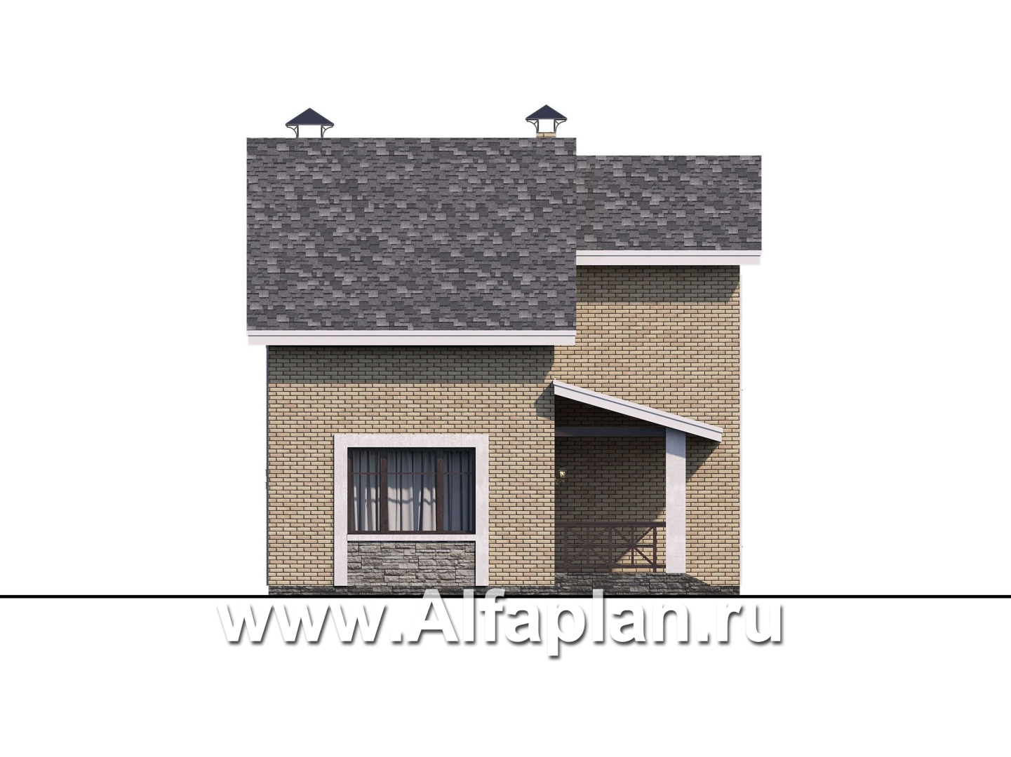 Проекты домов Альфаплан - «Ижора» - небольшой классический дом с двускатной кровлей - изображение фасада №3