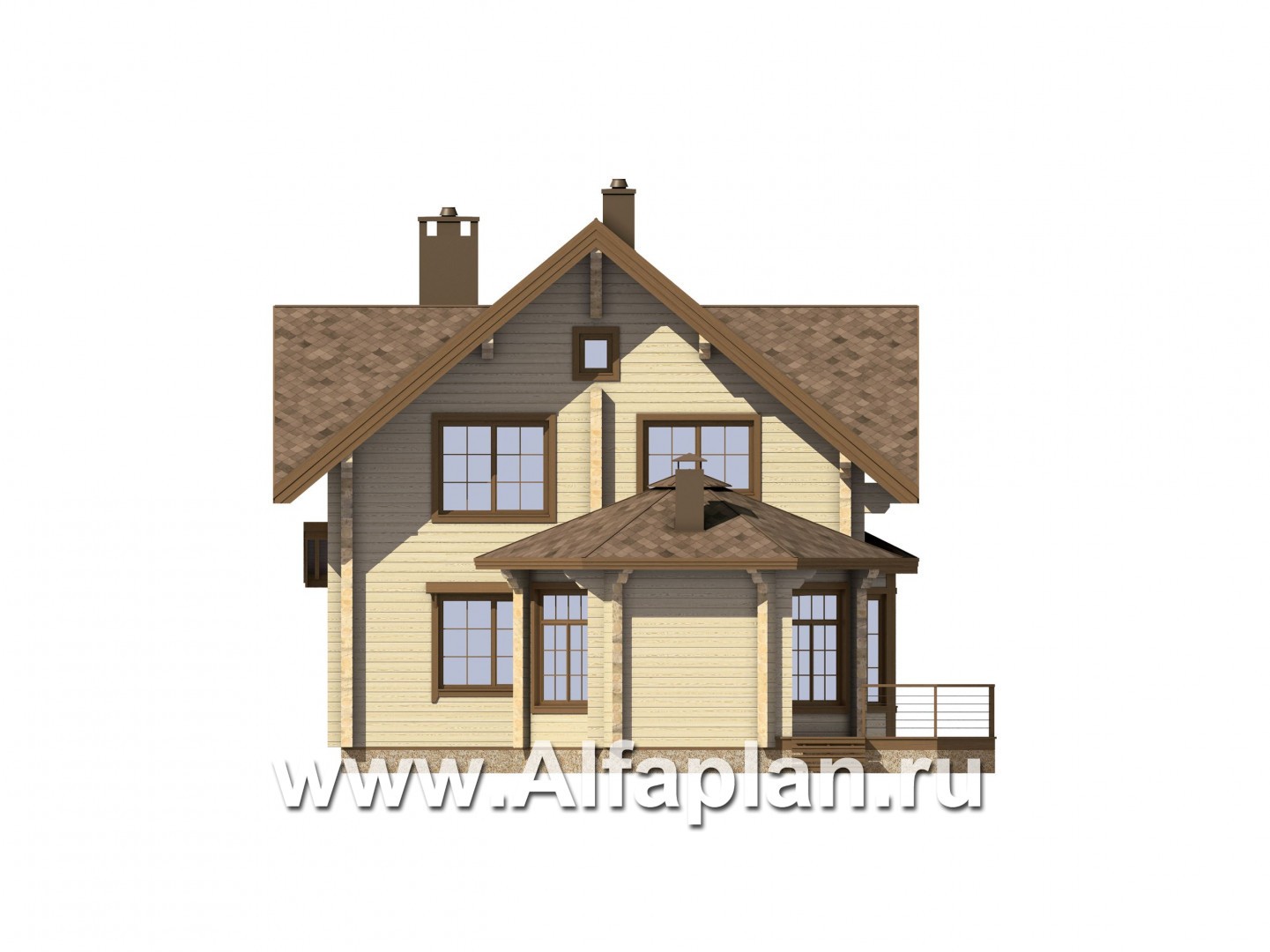Проекты домов Альфаплан - Деревянный дом с уютной беседкой-барбекю - изображение фасада №3