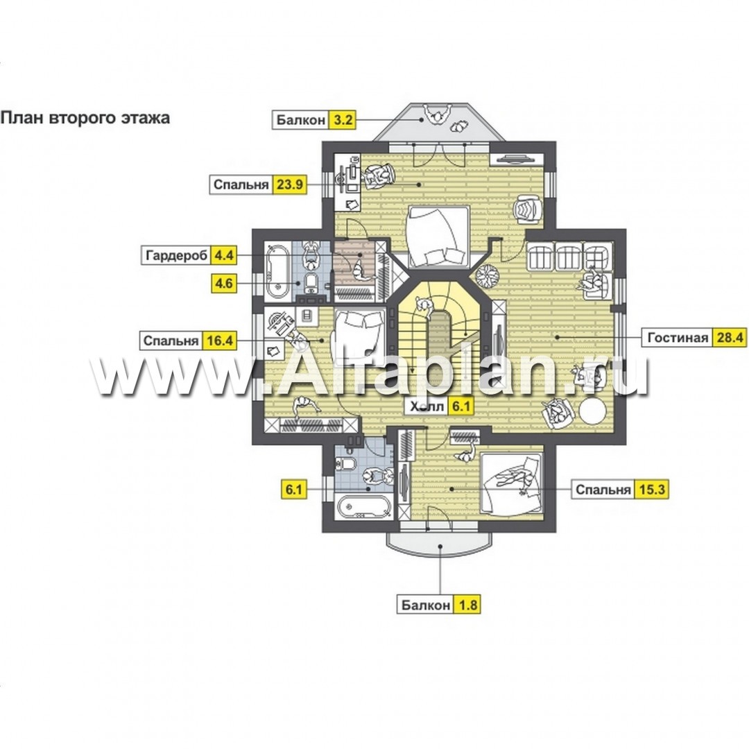 Проекты домов Альфаплан - Комфортабельный особняк с большим гаражом - изображение плана проекта №2