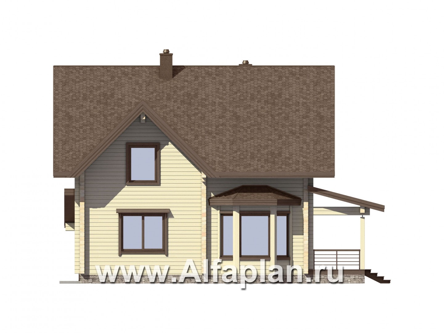Проекты домов Альфаплан - Небольшой деревянный дом для загородного отдыха - изображение фасада №2