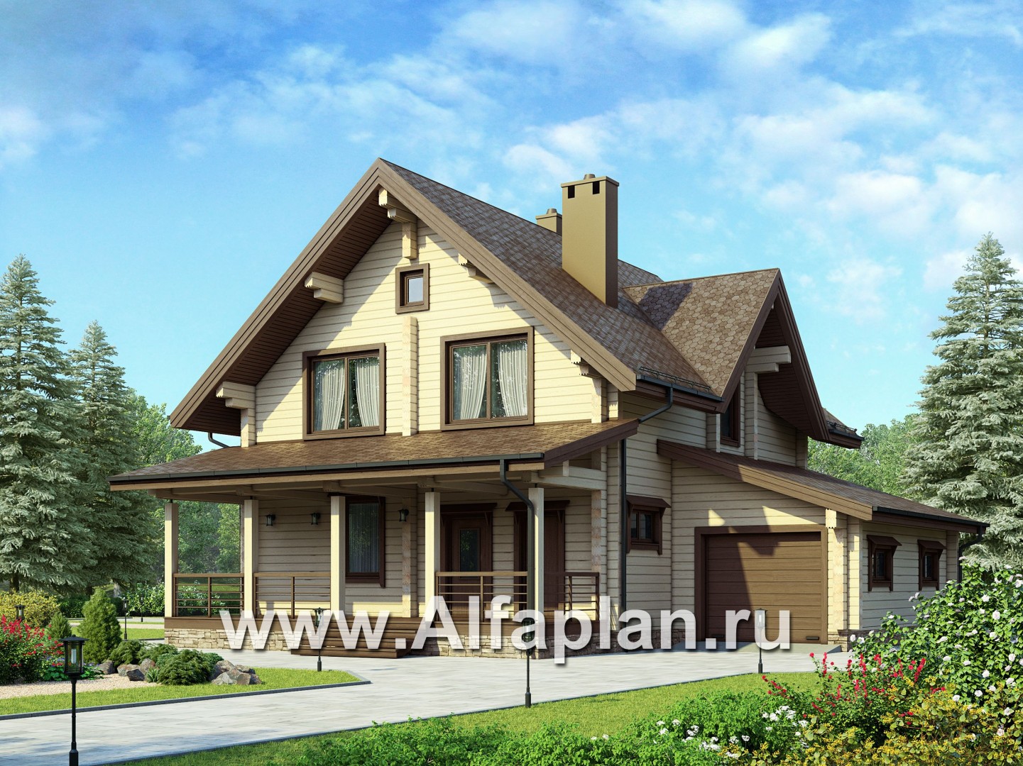 Проекты домов Альфаплан - Небольшой деревянный дом для загородного отдыха - основное изображение