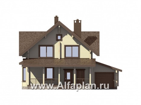Проекты домов Альфаплан - Небольшой деревянный дом для загородного отдыха - превью фасада №1