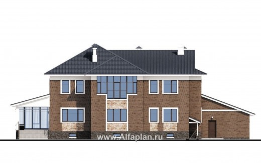 Проекты домов Альфаплан - «Пятьсот квадратов» — комфортабельный загородный особняк бизнес-класса - превью фасада №4