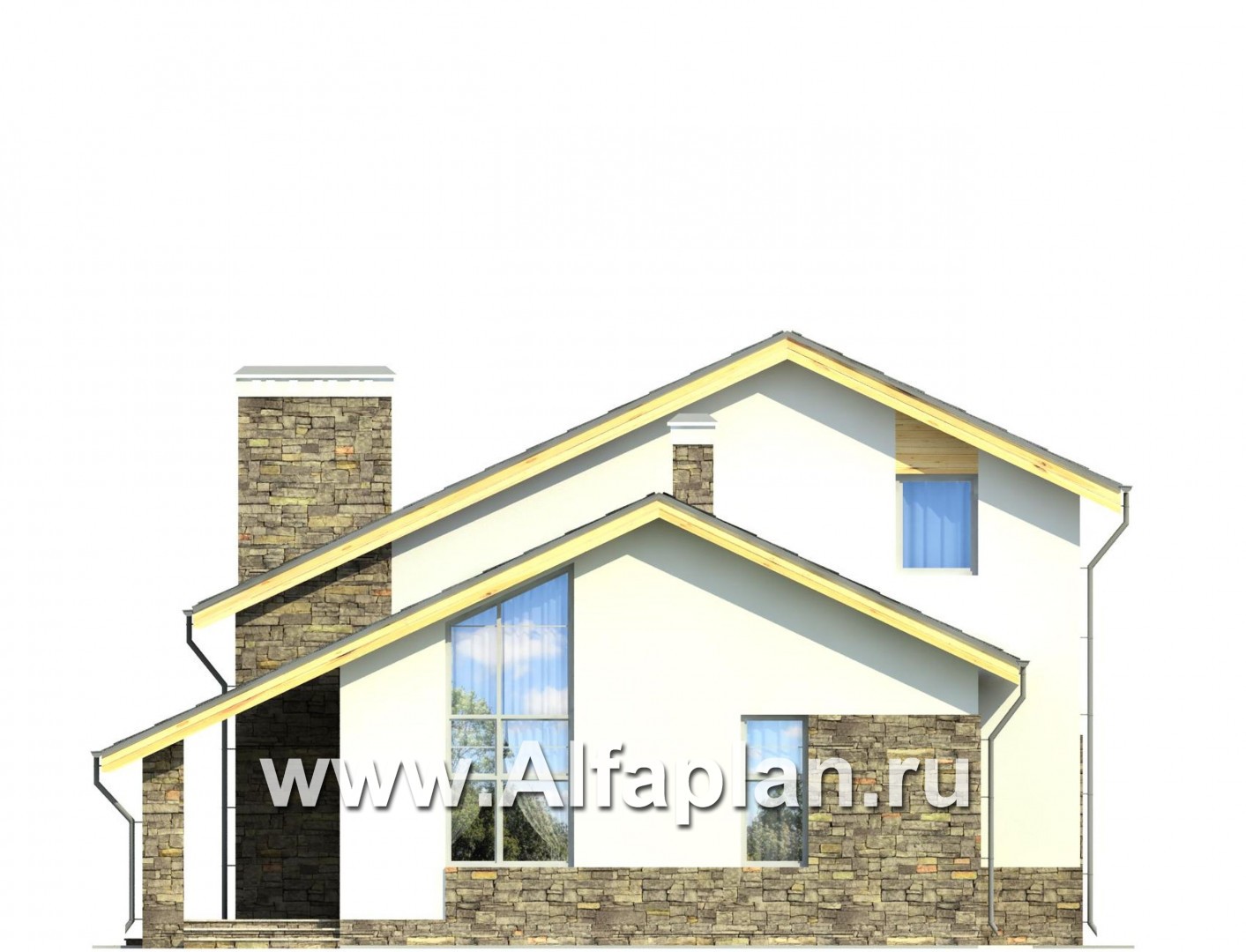 Проекты домов Альфаплан - Загородный дом с гаражом и террасой - изображение фасада №4