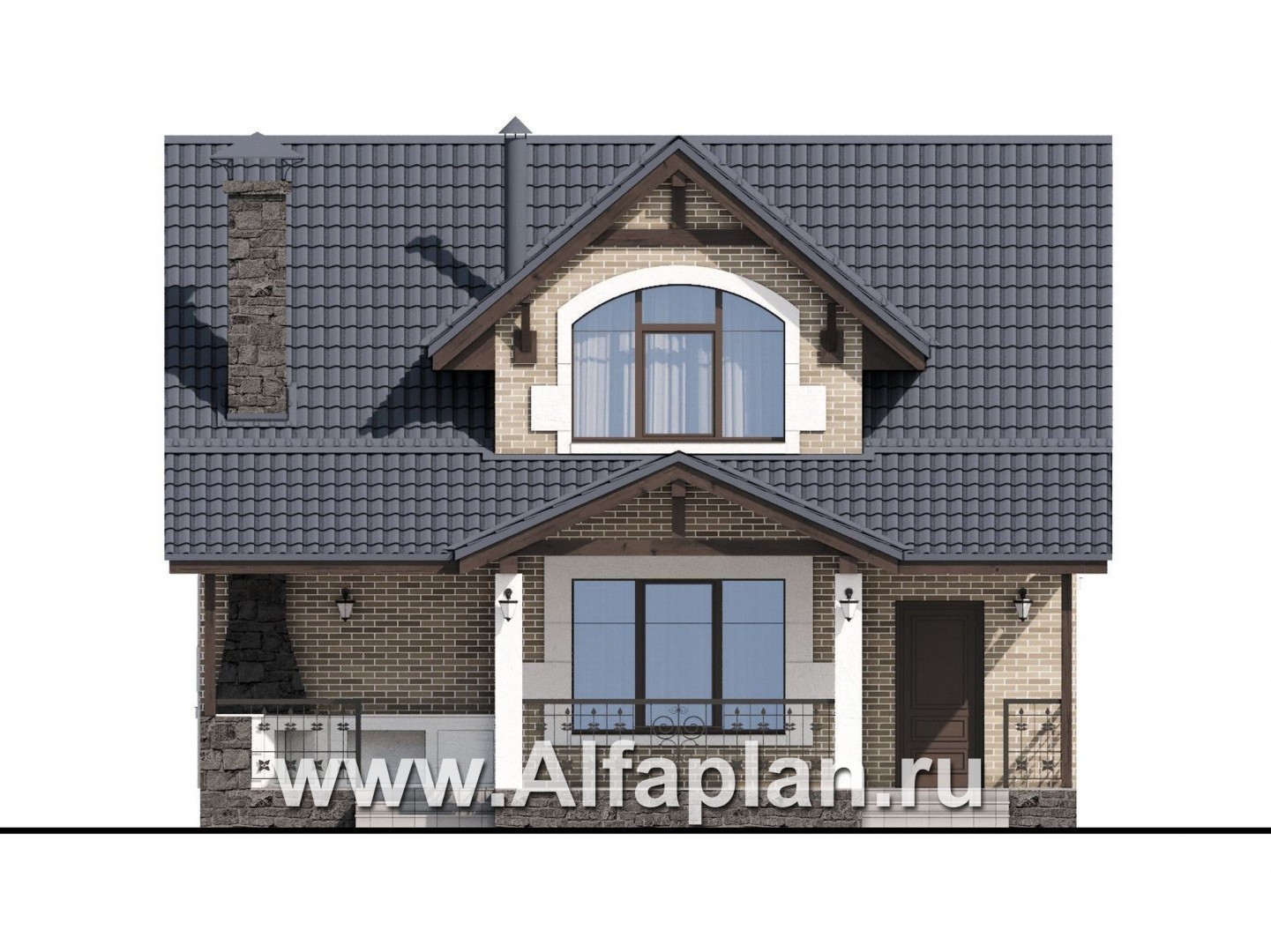 Проекты домов Альфаплан - Баня с бильярдной в мансарде - изображение фасада №1