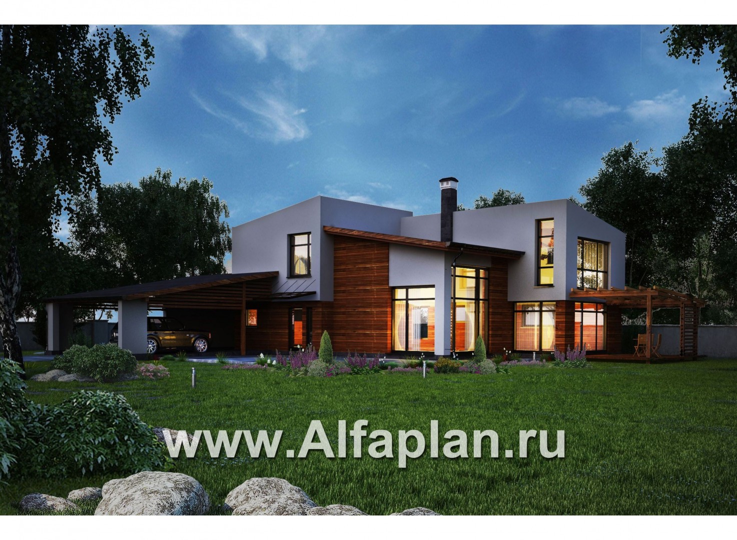 Проекты домов Альфаплан - Современный загородный дом с комфортной планировкой - дополнительное изображение №1