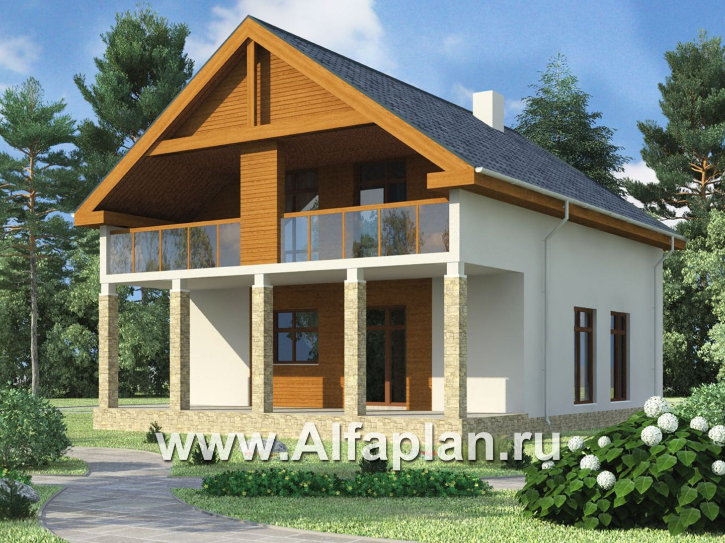 Проекты домов Альфаплан - Современный каркасный дом - дополнительное изображение №1