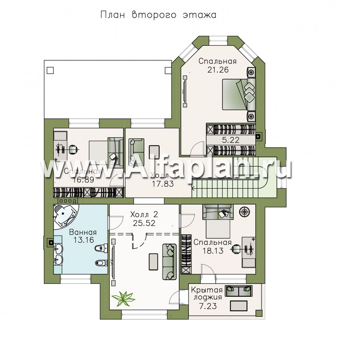 Проекты домов Альфаплан - «Затерянный рай» - коттедж с отличной планировкой - план проекта №2