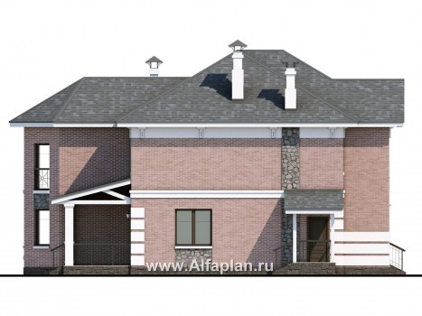 Проекты домов Альфаплан - «Затерянный рай» - коттедж с отличной планировкой - превью фасада №3