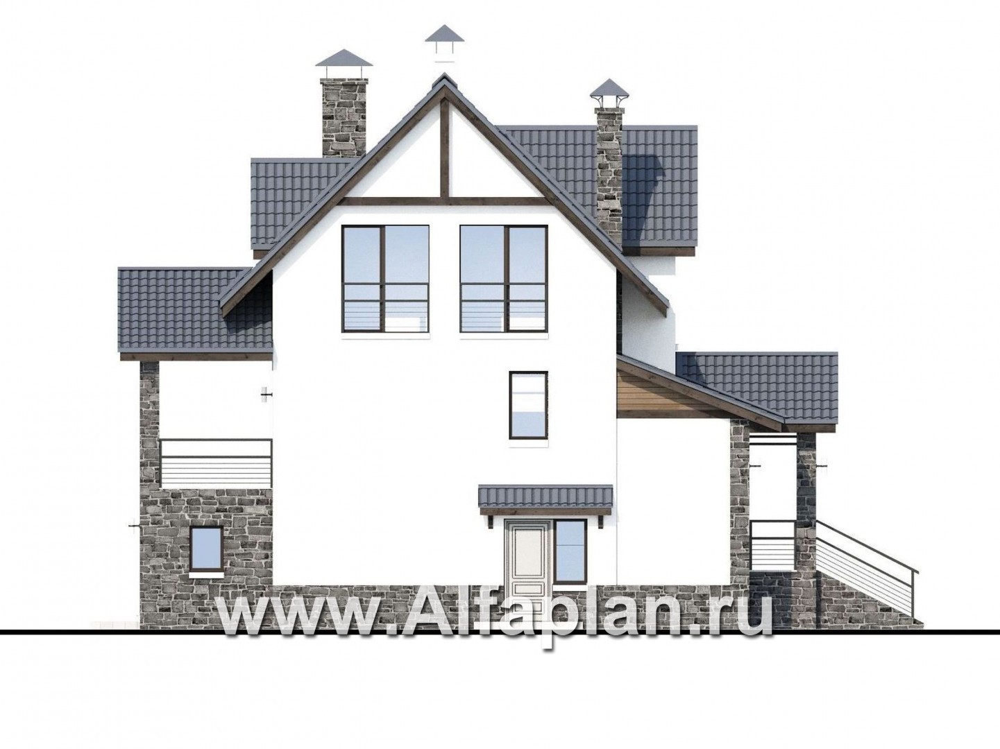 Проекты домов Альфаплан - «Берег» - современный компактный коттедж для небольшого участка - изображение фасада №3