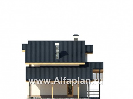 Проекты домов Альфаплан - Комфортный каркасный дом с навесом для двух машин - превью фасада №2