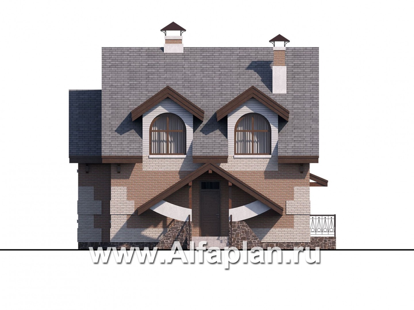Проекты домов Альфаплан - «Улыбка» - компактный загородный дом - изображение фасада №1