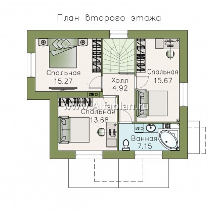 Проекты домов Альфаплан - «Улыбка» - компактный загородный дом - превью плана проекта №2