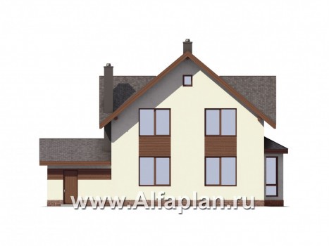 Проекты домов Альфаплан - Компактный дом с гаражом - превью фасада №2