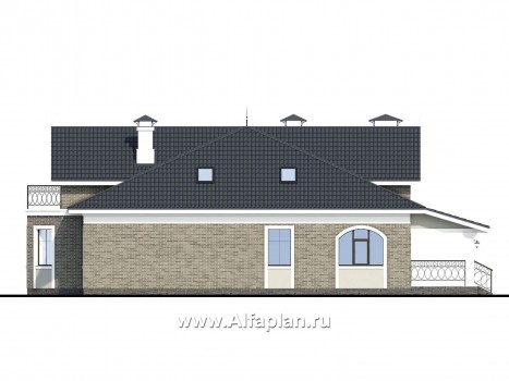«Валдай» - проект дома с мансардой, из газобетона, с эркером и террасой - превью фасада дома