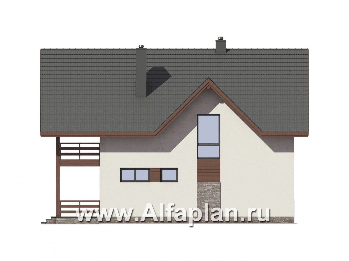 Проекты домов Альфаплан - Компактный дом с террасой - изображение фасада №3