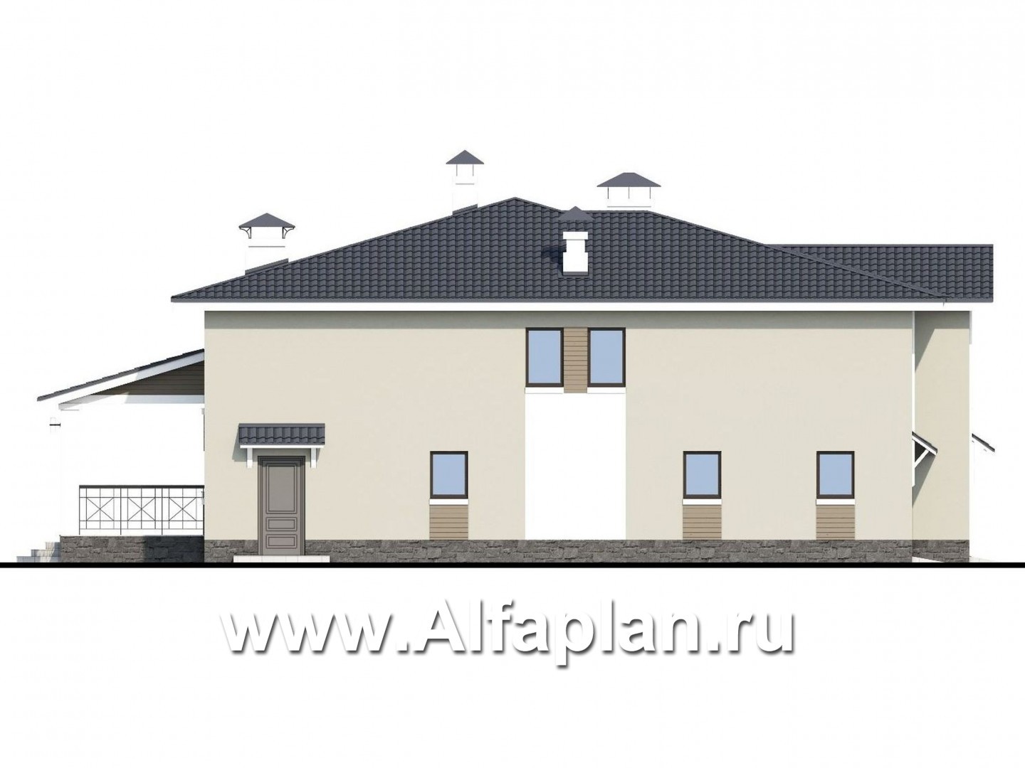 Проекты домов Альфаплан - «Мажестик» - современный  коттедж в полтора этажа с гаражом - изображение фасада №3