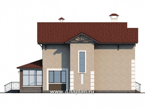 Проекты домов Альфаплан - «Традиция» - классический комфортабельный коттедж - превью фасада №3