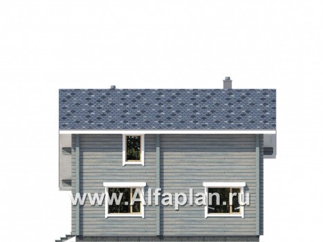Проекты домов Альфаплан - Деревянный дом с простой двускатной кровлей - превью фасада №2