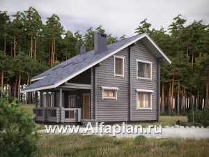 Проекты домов Альфаплан - Деревянный дом с простой двускатной кровлей - превью основного изображения