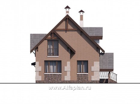 Проекты домов Альфаплан - «Улыбка» - компактный загородный дом с гаражом - превью фасада №3