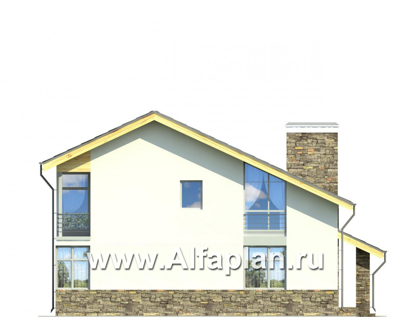 Проекты домов Альфаплан - Коттедж для большой семьи - пять спален - изображение фасада №3